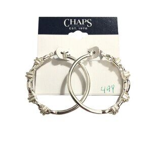 Chaps Silver Tone Hoop Earrings With Knot Design